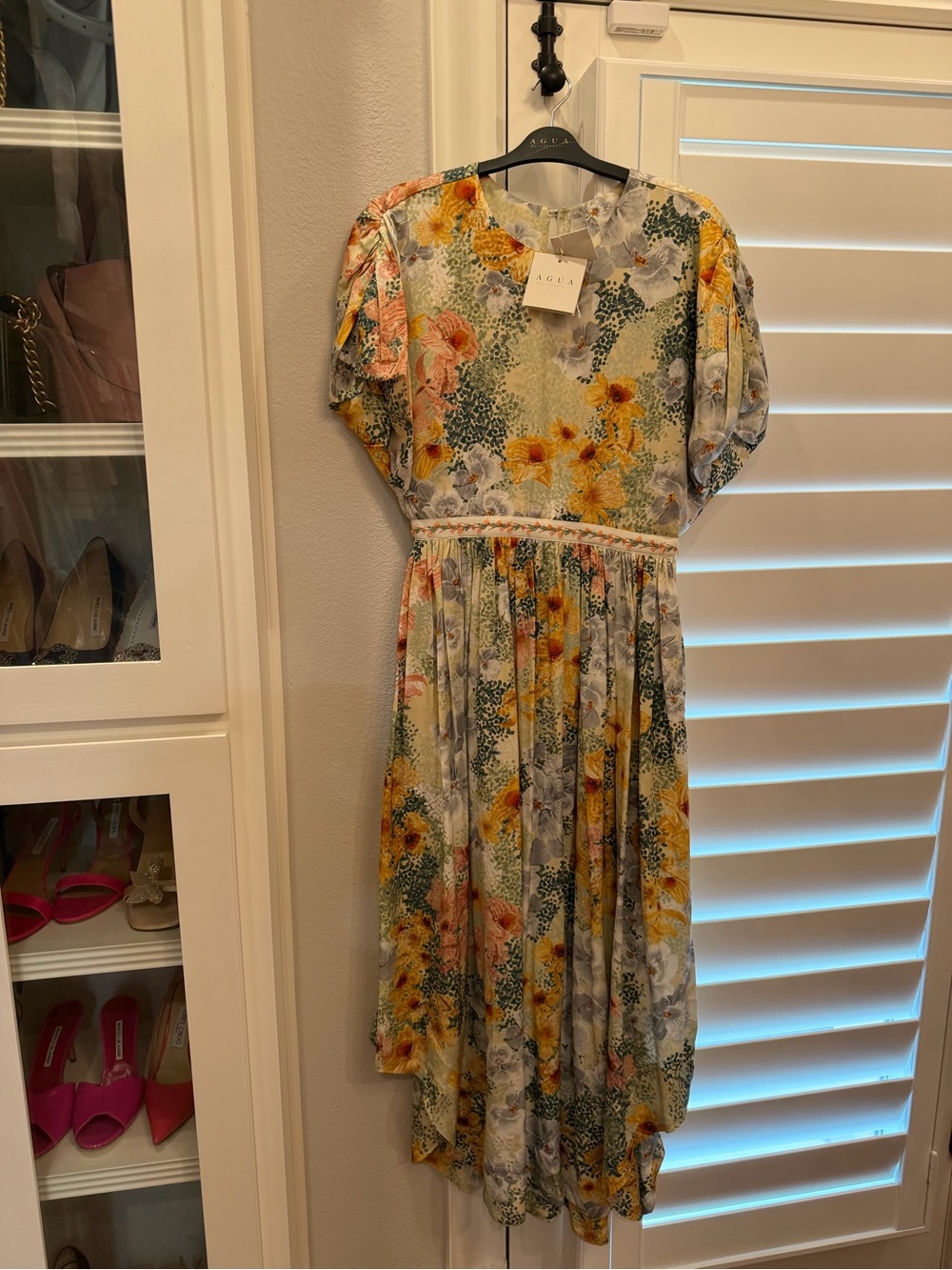 New Agua by Agua Bendita Aire Florecer Embroidered Maxi Dress - Yellow Floral. S - Picture 7 of 13
